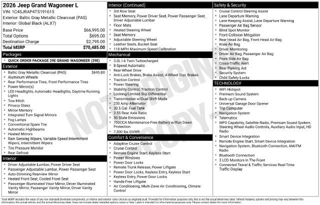 2026 Jeep Grand Wagoneer L Base